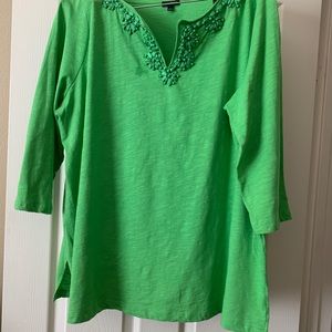 3X Petite Talbots Green Beaded Tunic